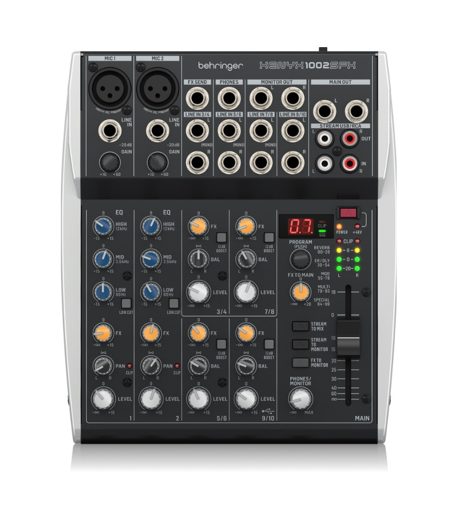 BEHRINGER XENYX 1002SFX 10CH MIXER W/USB & FX