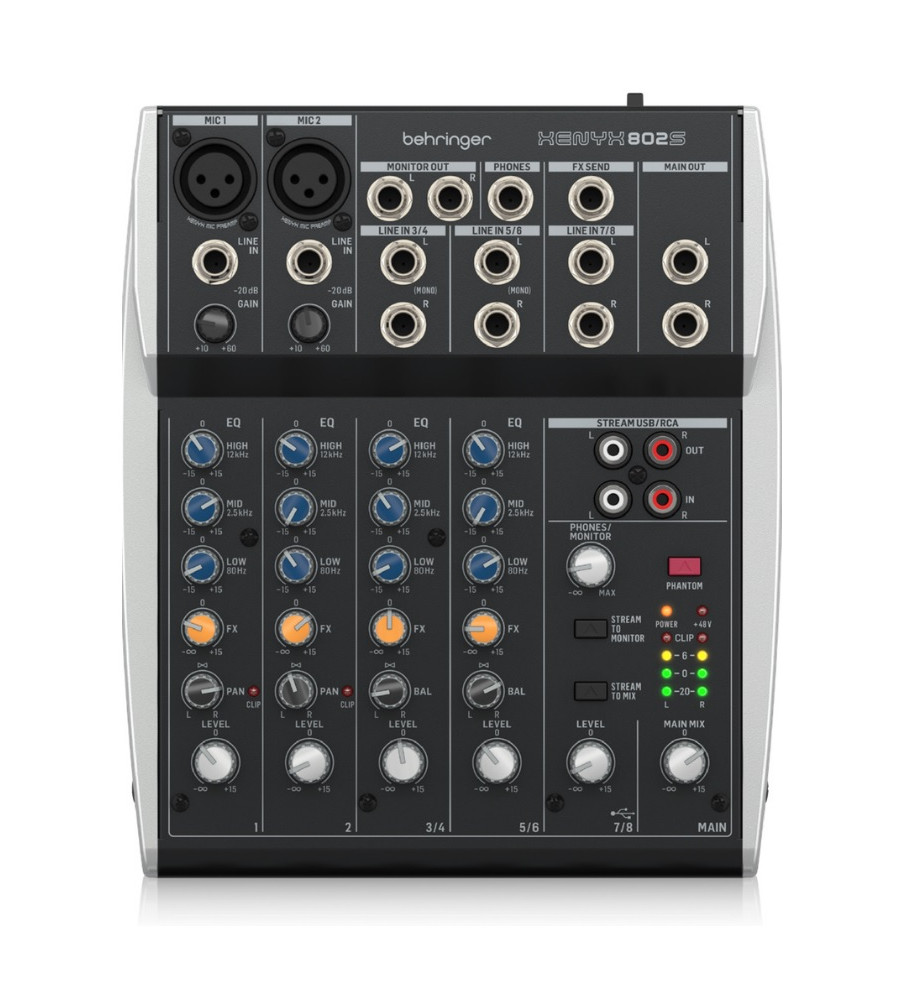 BEHRINGER XENYX 802S 8 CHANNEL MIXER WITH USB