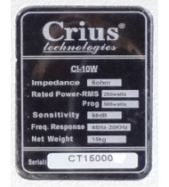 Crius Technologies CI-10W 10" + Horn Installation Speaker