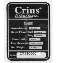 Crius Technologies CI06W 6" + Dome Tweeter Installation Speaker